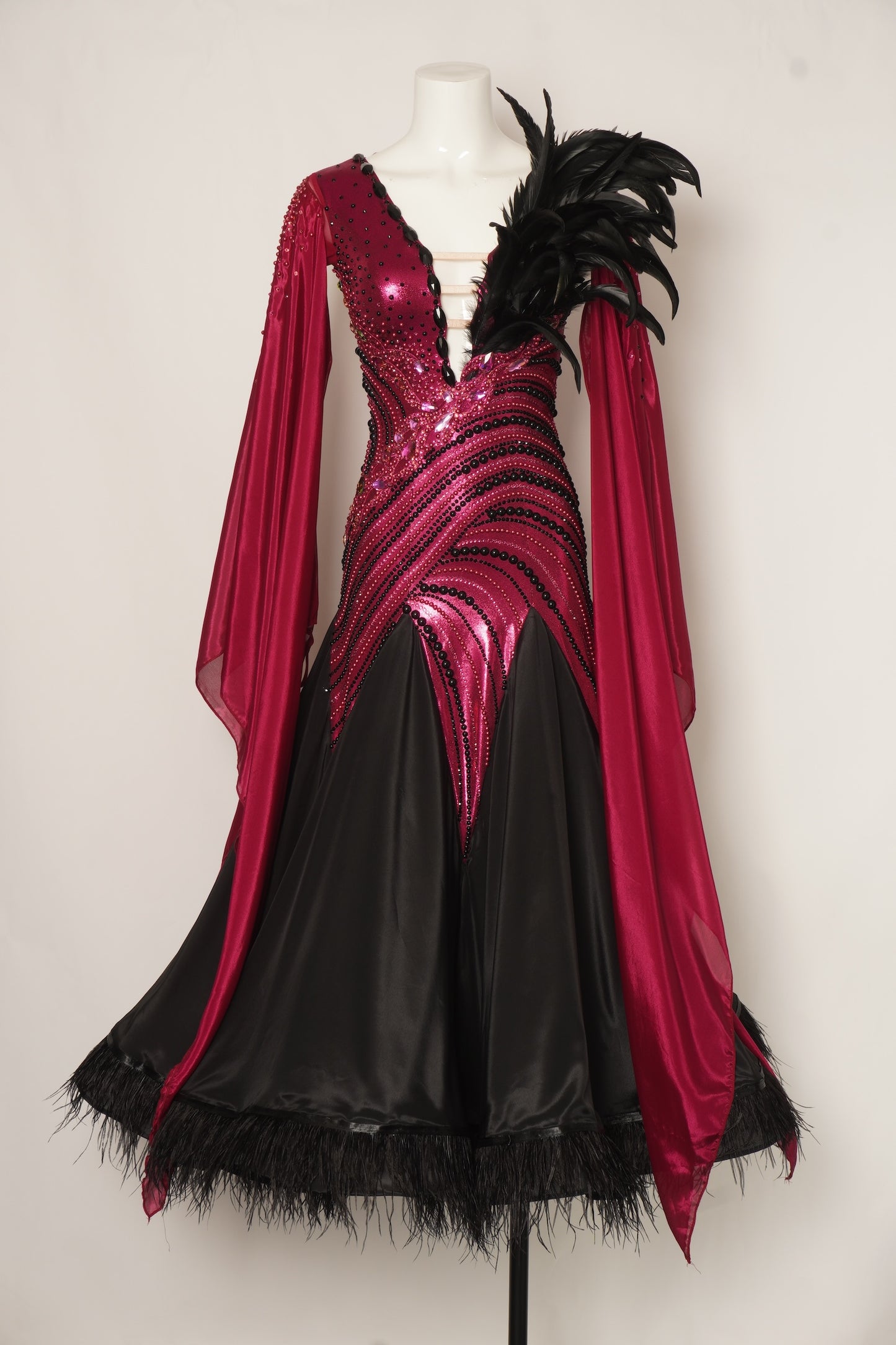 MF Design-B0454-Merlot Reign Ballroom Gown