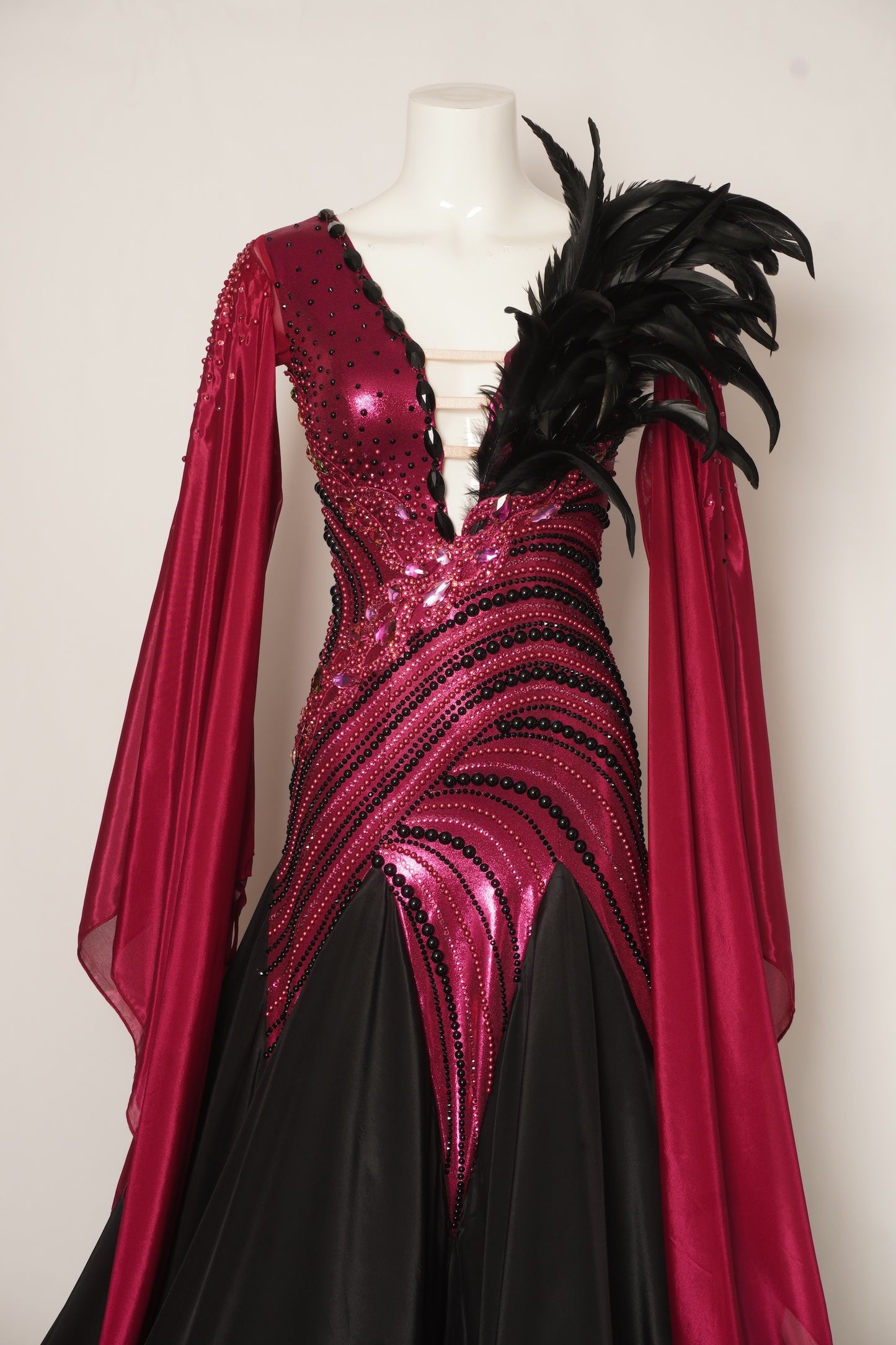 MF Design-B0454-Merlot Reign Ballroom Gown