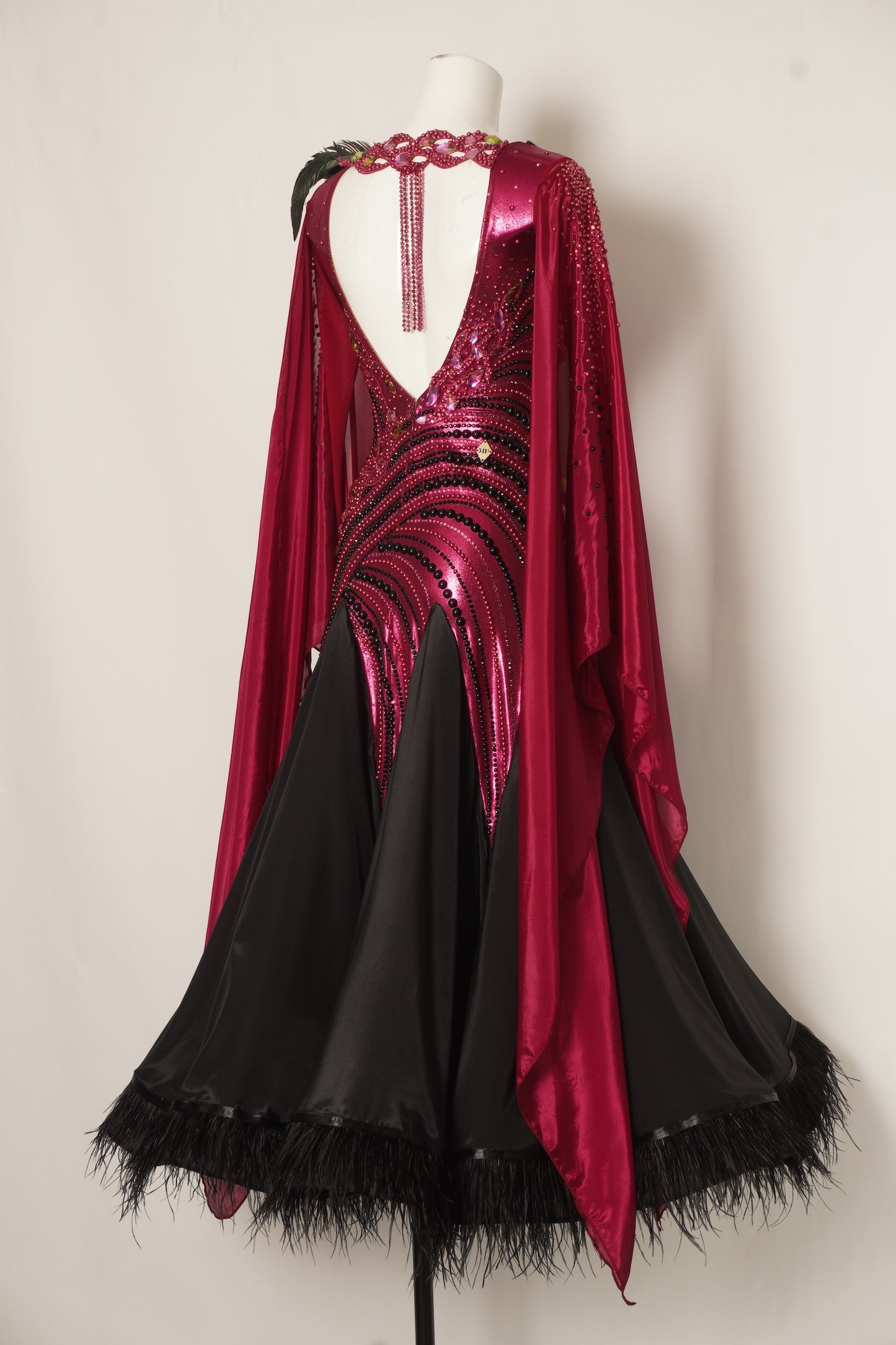 MF Design-B0454-Merlot Reign Ballroom Gown