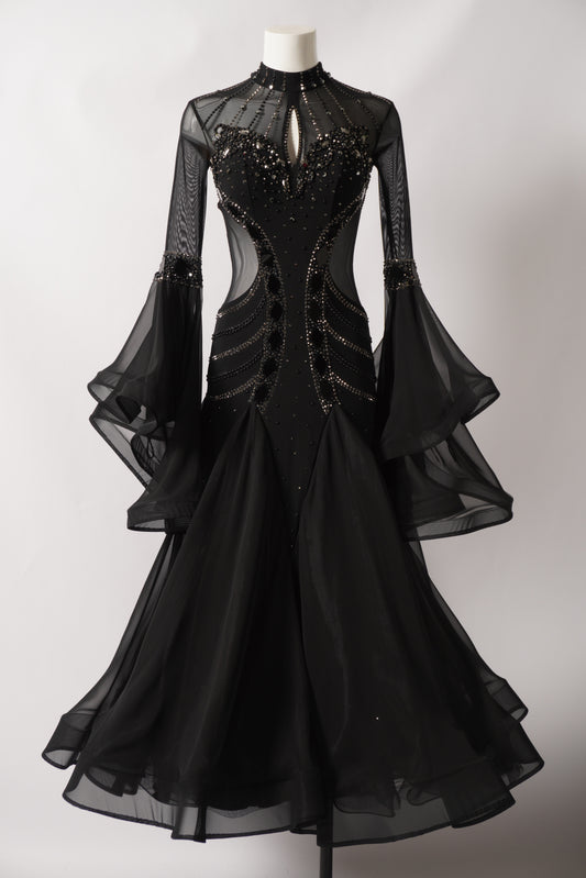 Ballroom Costume - Wicked Widow Ballroom Dance Couture - MF178-B