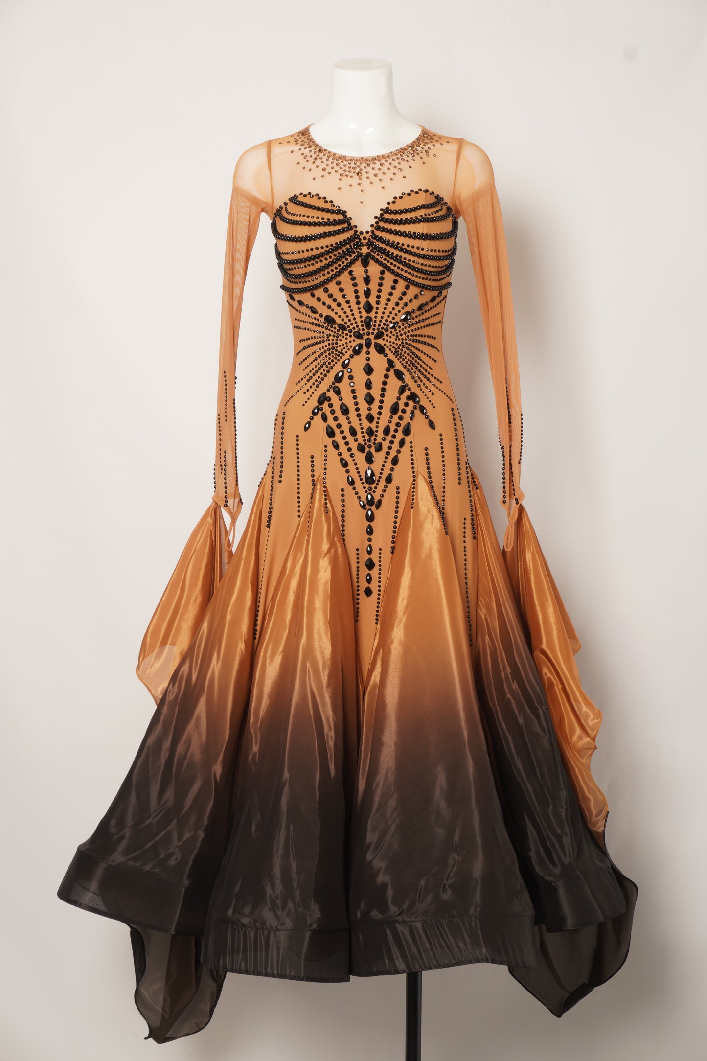 Ballroom Costume - Burning Amber Ballroom Gown - MF367-B