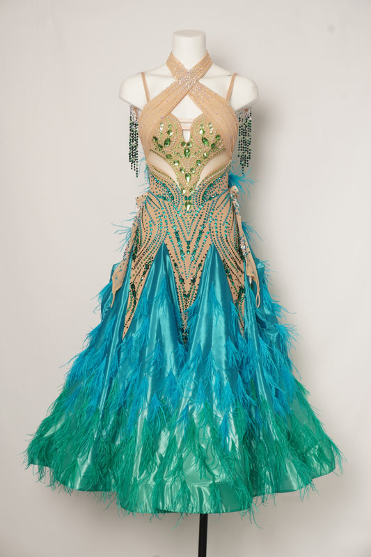 MF Design-B0428-Jade Cascade Ballroom Gown