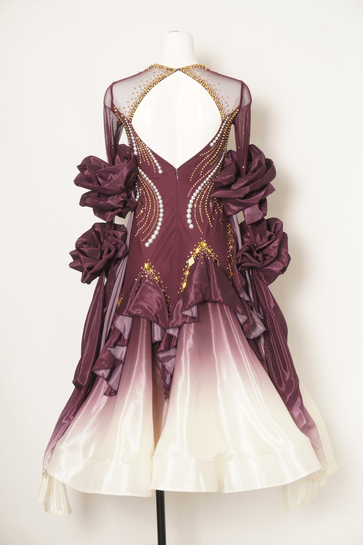 MF Design-B0494-Ivory Merlot Ballroom Gown