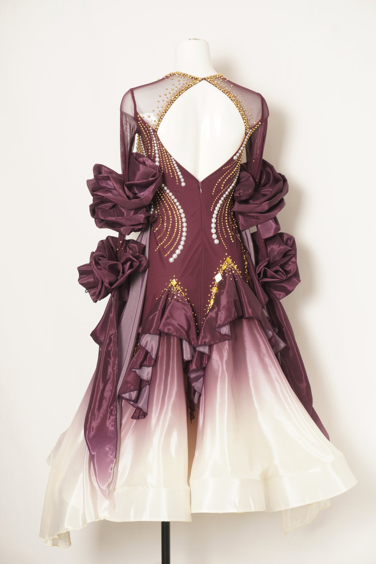 MF Design-B0494-Ivory Merlot Ballroom Gown
