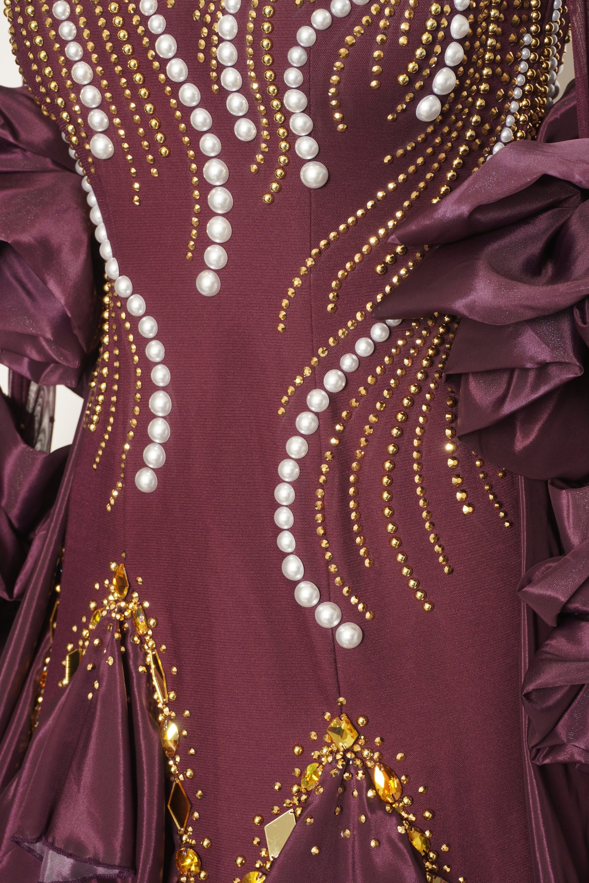 MF Design-B0494-Ivory Merlot Ballroom Gown