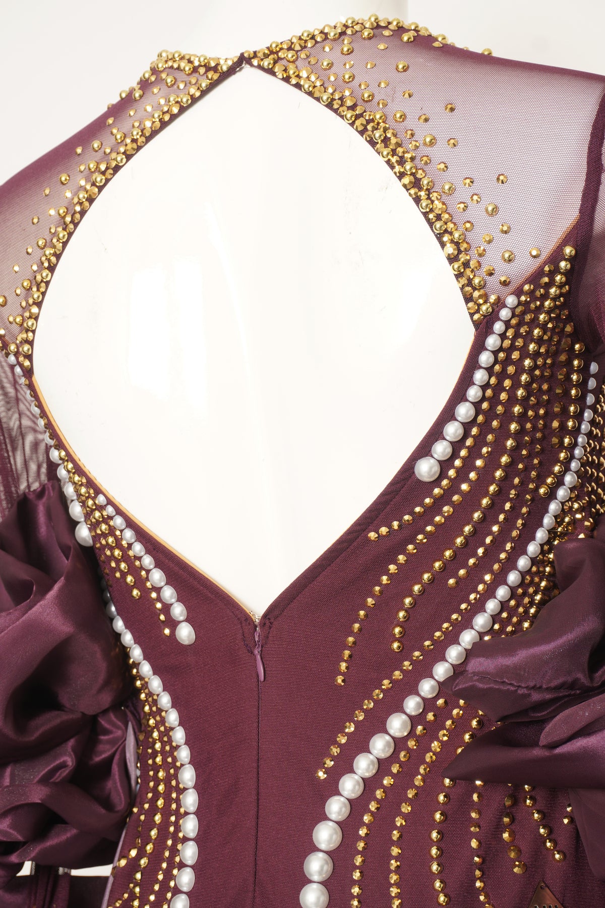 MF Design-B0494-Ivory Merlot Ballroom Gown